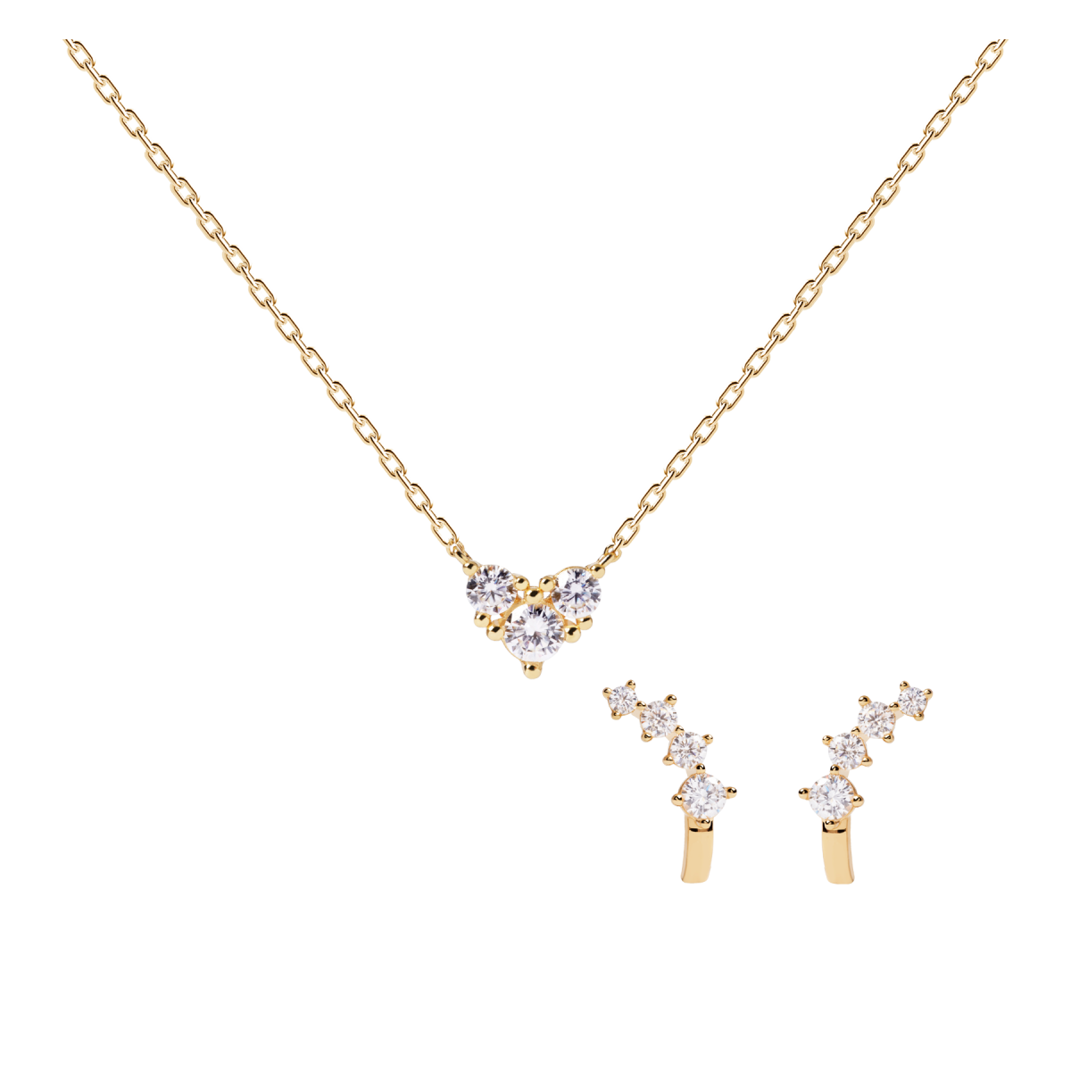PDPAOLA Collier et Boucles d'Oreilles - COFFRET DORE- en argent doré PDPAOLA Collier et Boucles d'Oreilles - COFFRET DORE- en argent plaqué or - BU01-040-U