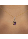 Pendentif Or Jaune Diamant et Améthyste