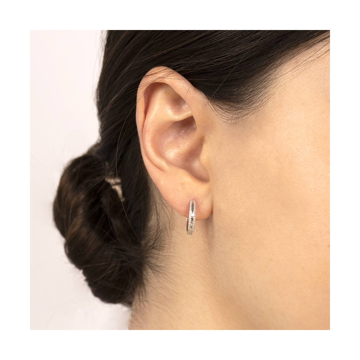 Boucles d'oreilles Or Blanc "CRÉOLES ADÈLE" Diamants 0,17 carat Boucles d'oreilles "Penelope" Or blanc et Diamant