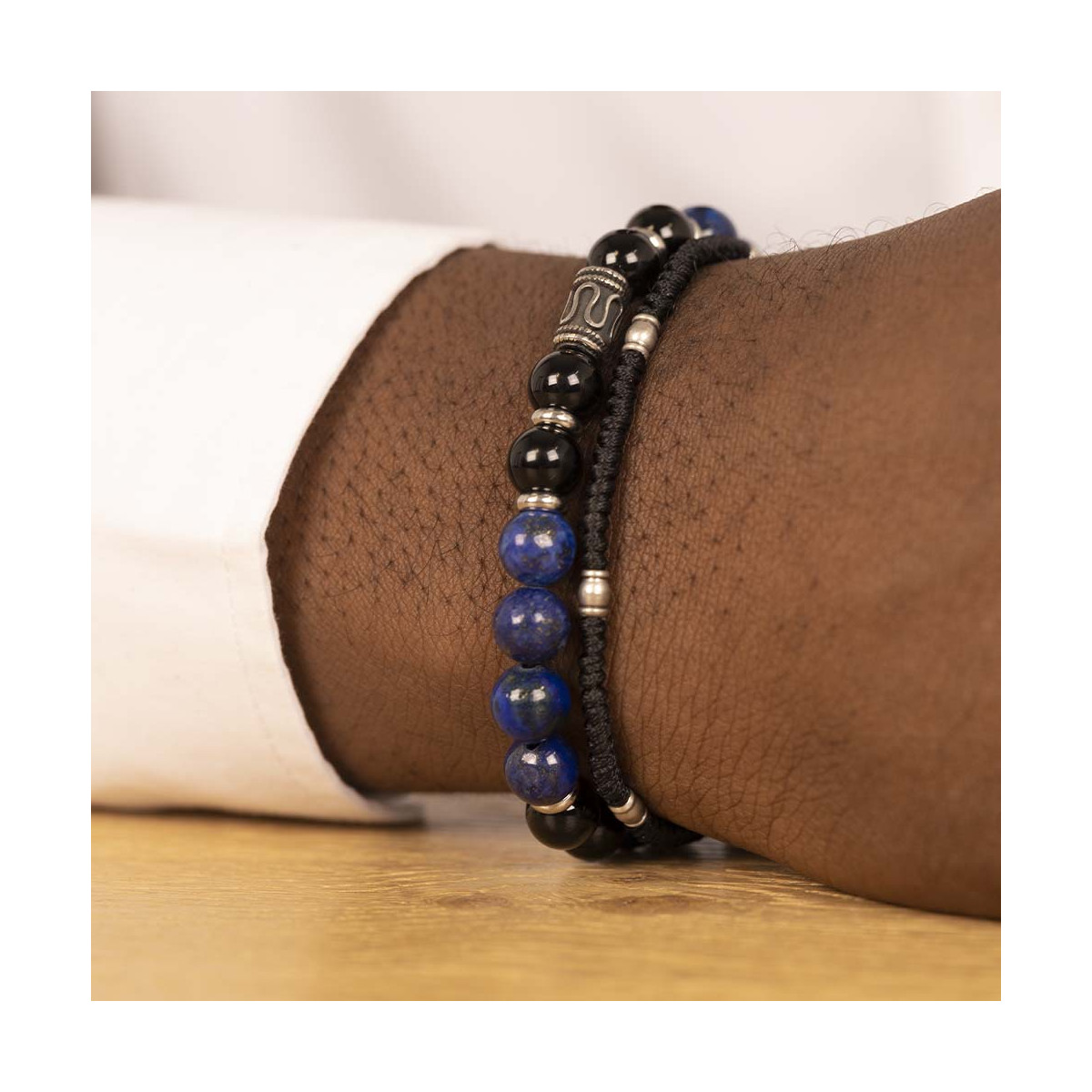 Bracelet Homme de perles "DARK OCEAN" Bracelet Homme de perles "Aerion" Taille L