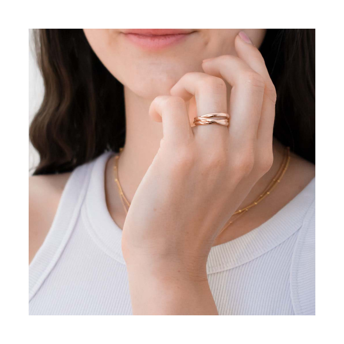 Bague Alliance "Saturna" Or rose Bague "Triomphe" Or rose