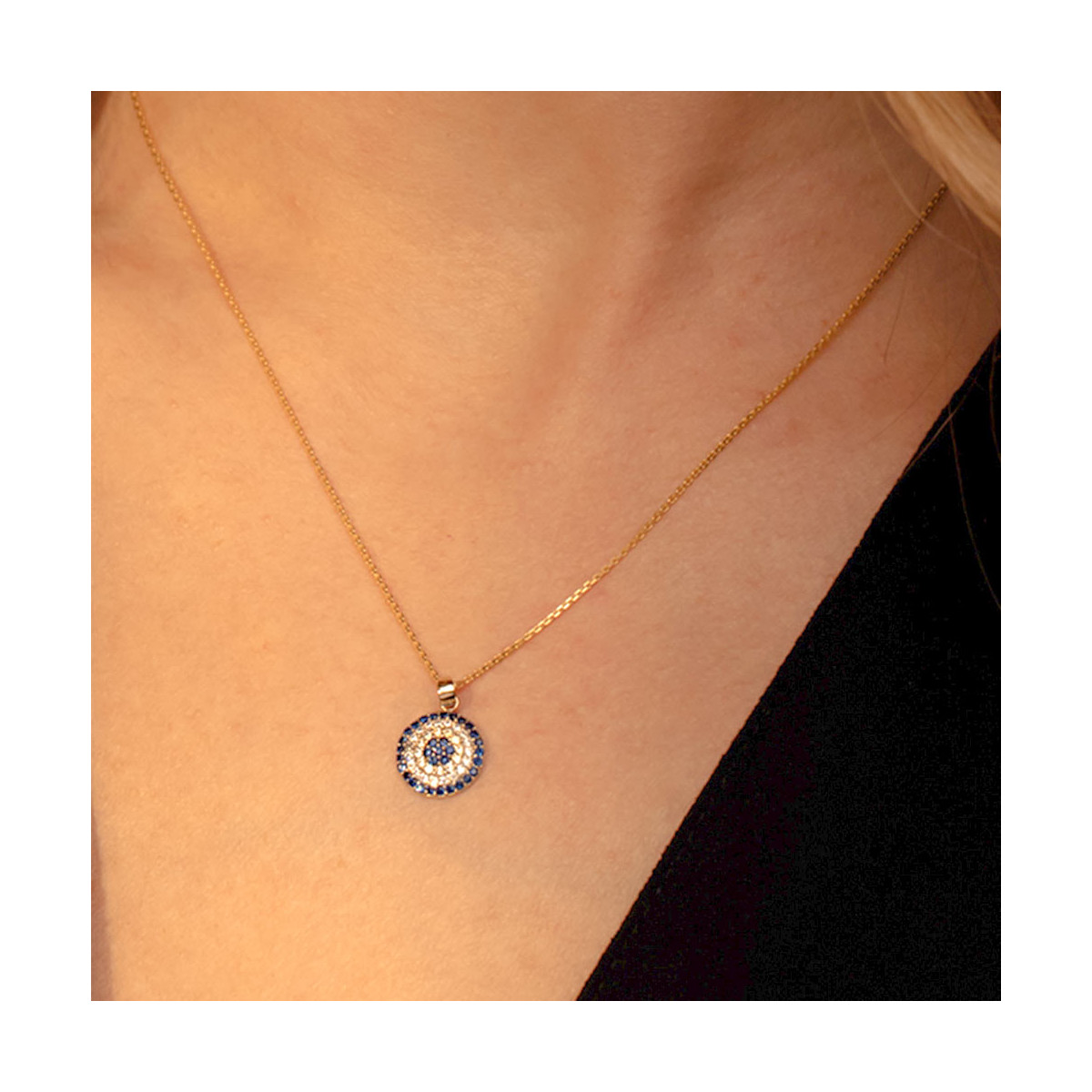 Pendentif Or Jaune 375/1000 et Zirconium Pendentif "Prunelle" Or jaune