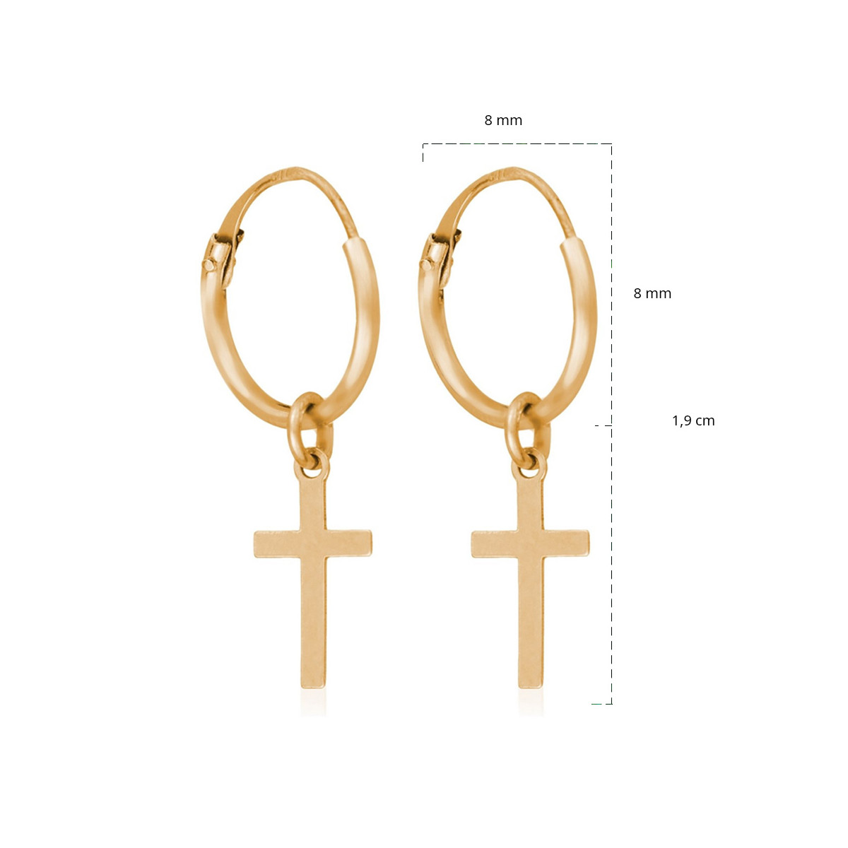 Boucles d'oreilles Croix Or jaune