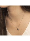 Pendentif Or Blanc Diamant et Saphir