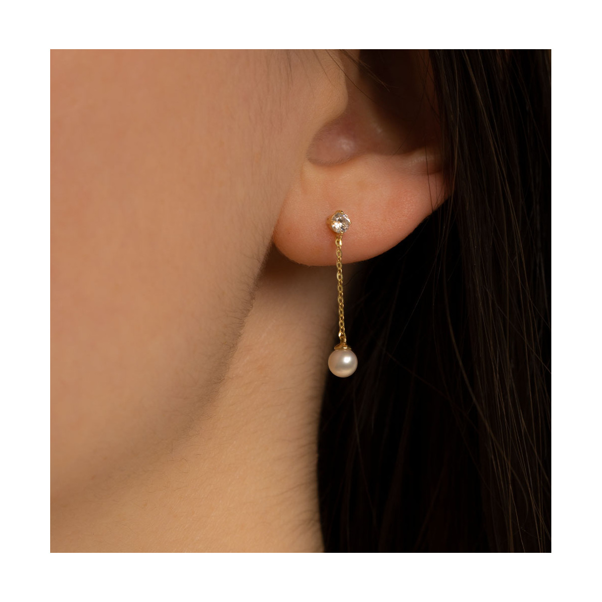 Boucles d'oreilles Or jauneet perles Boucles d'oreilles "Sombre" Or jaune