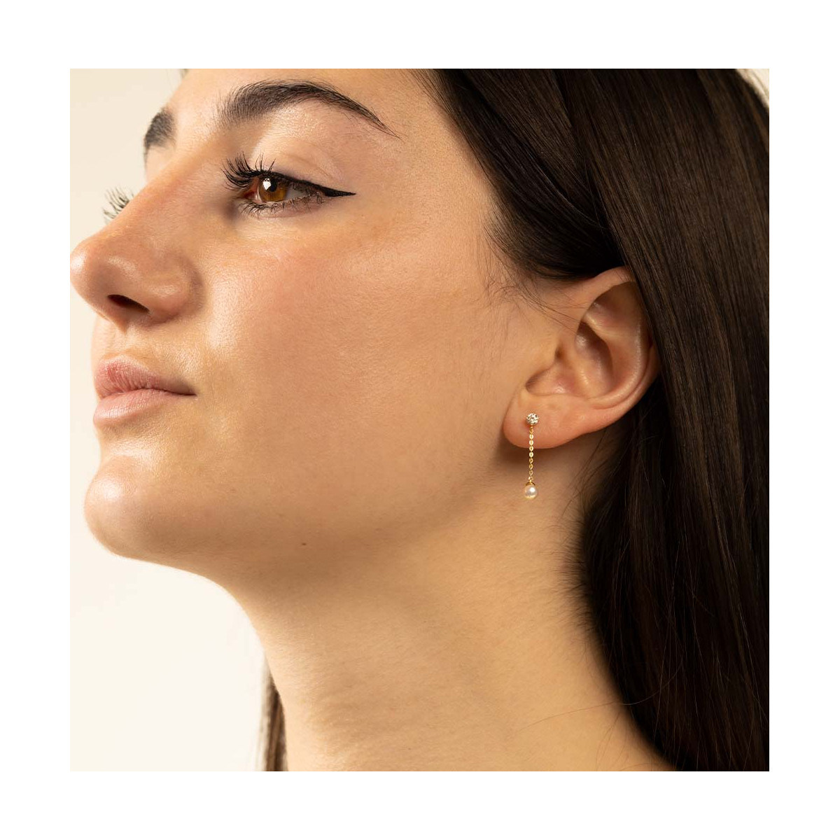 Boucles d'oreilles Or jauneet perles Boucles d'oreilles "Sombre" Or jaune