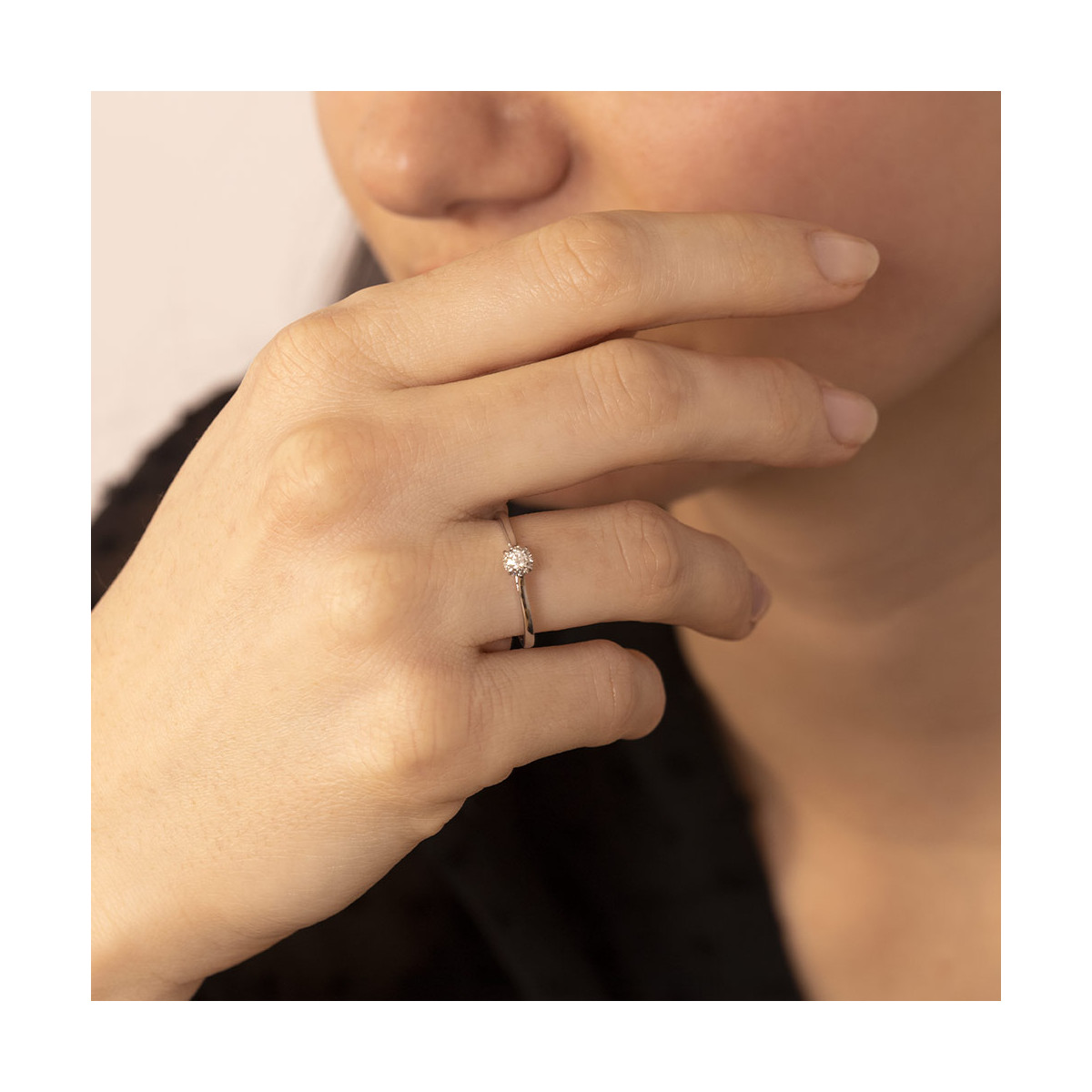 Bague "Amoureuse" Or blanc et Diamants 0.03ct