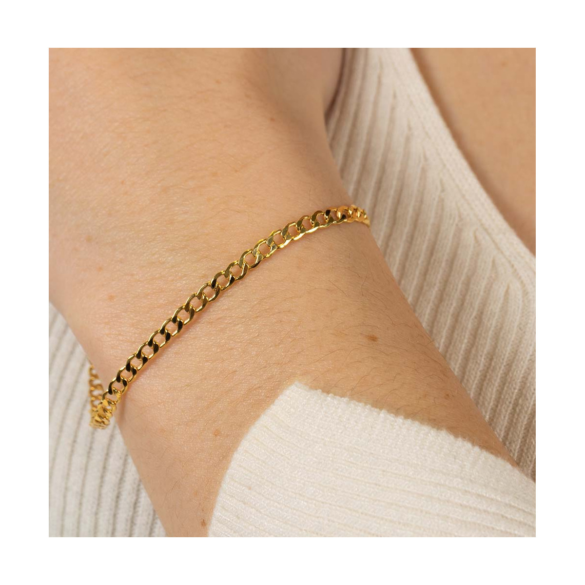 Bracelet maille élastique forgé en or jaune 9k