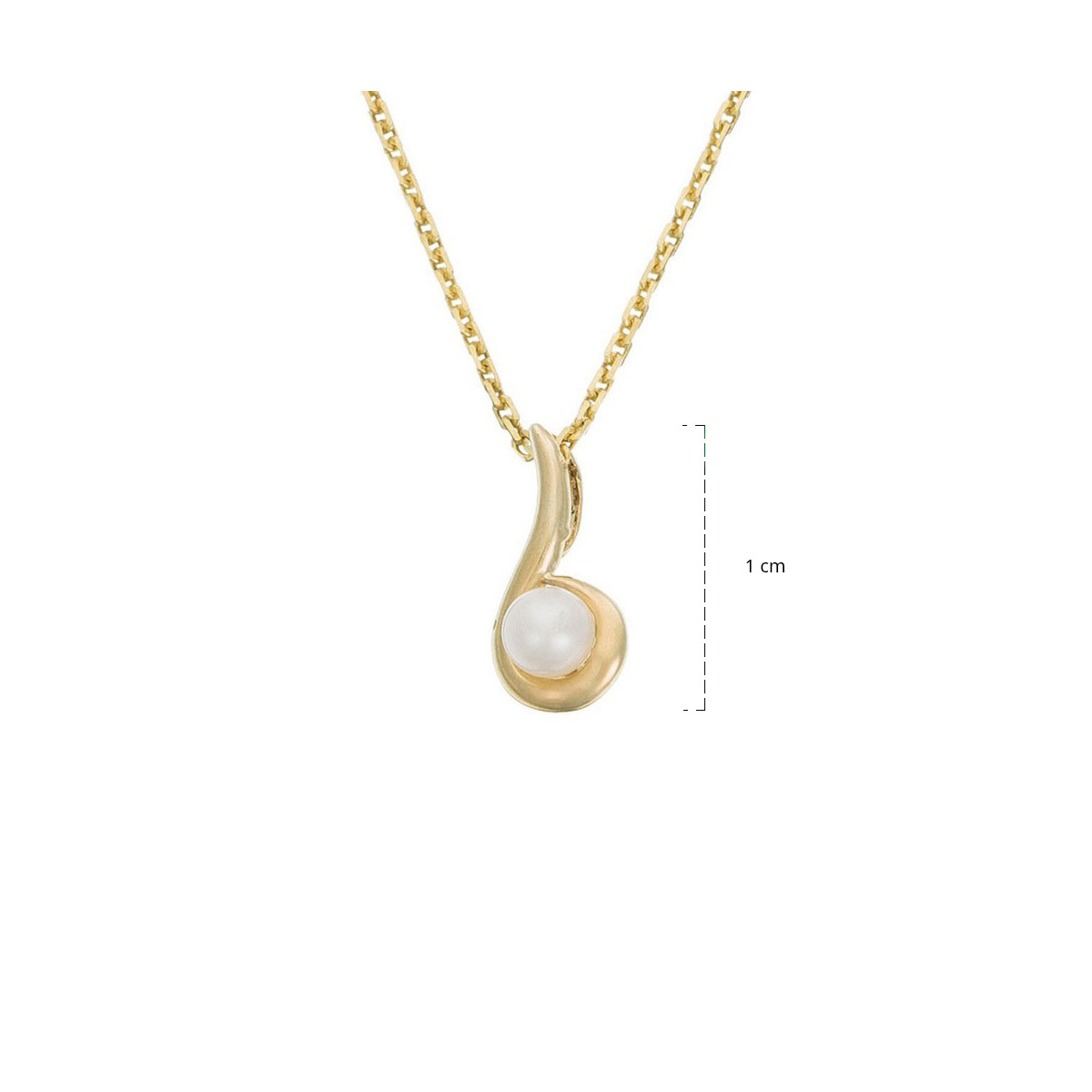 Pendentif Or Jaune et perle blanche "Ambiante" + Chaîne offerte Pendentif "Sentiment" Or jaune