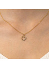 Pendentif coeur Or Jaune et oxydes de zirconium"Promesse" + chaîne argent doré offerte