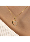 Pendentif coeur Or Jaune et oxydes de zirconium"Promesse" + chaîne argent doré offerte