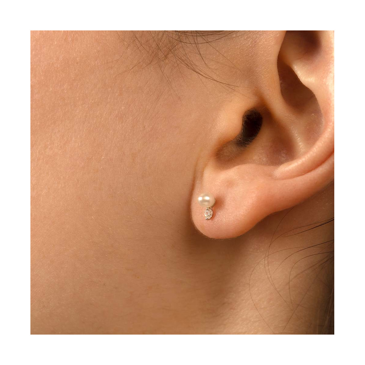 Boucles d'oreilles Or Blanc et Perles de culture blanche "Uni" Boucles d'oreilles "Essentiel" Or blanc