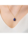 Collier laiton doré monté d'une Lapis bleue " Louane "