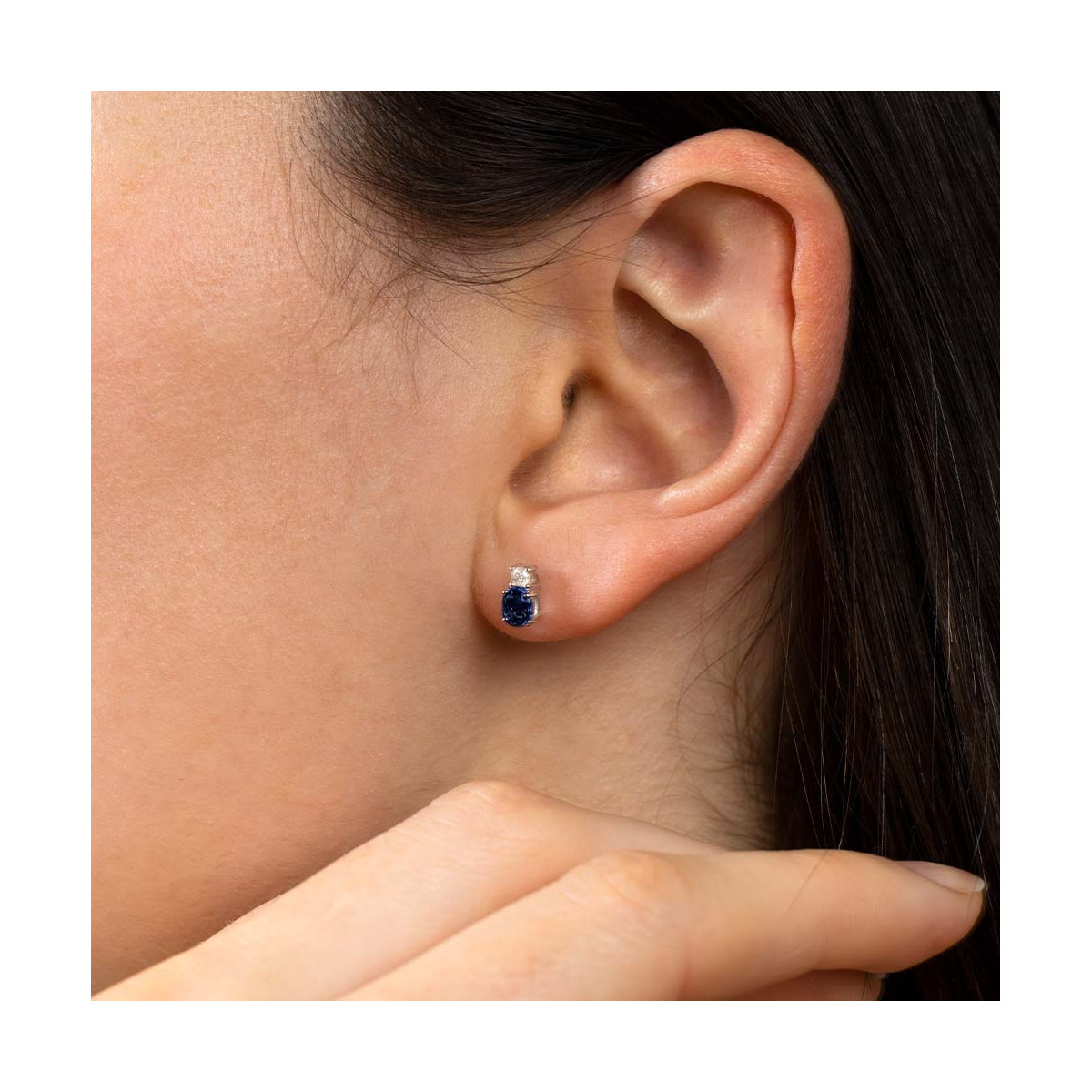 Boucles d'oreilles Or Blanc Diamant et Saphir Boucles d'oreilles "Iliane" Or blanc et Saphir