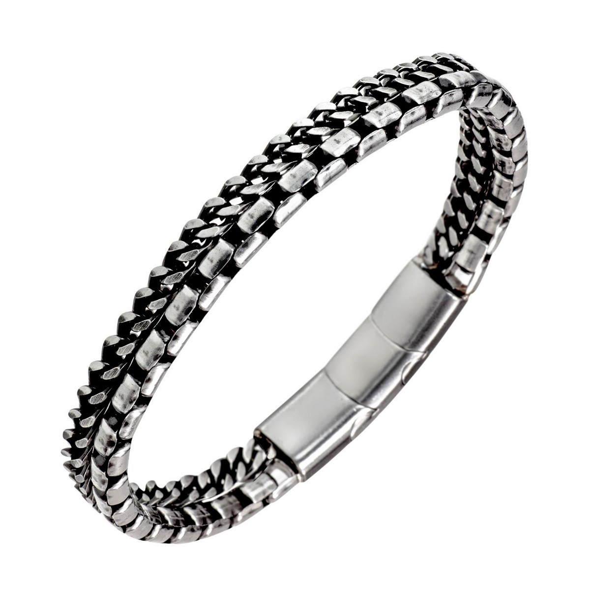 Bracelet mixte 3 câbles acier et or jaune 750 - Els Benvinguts