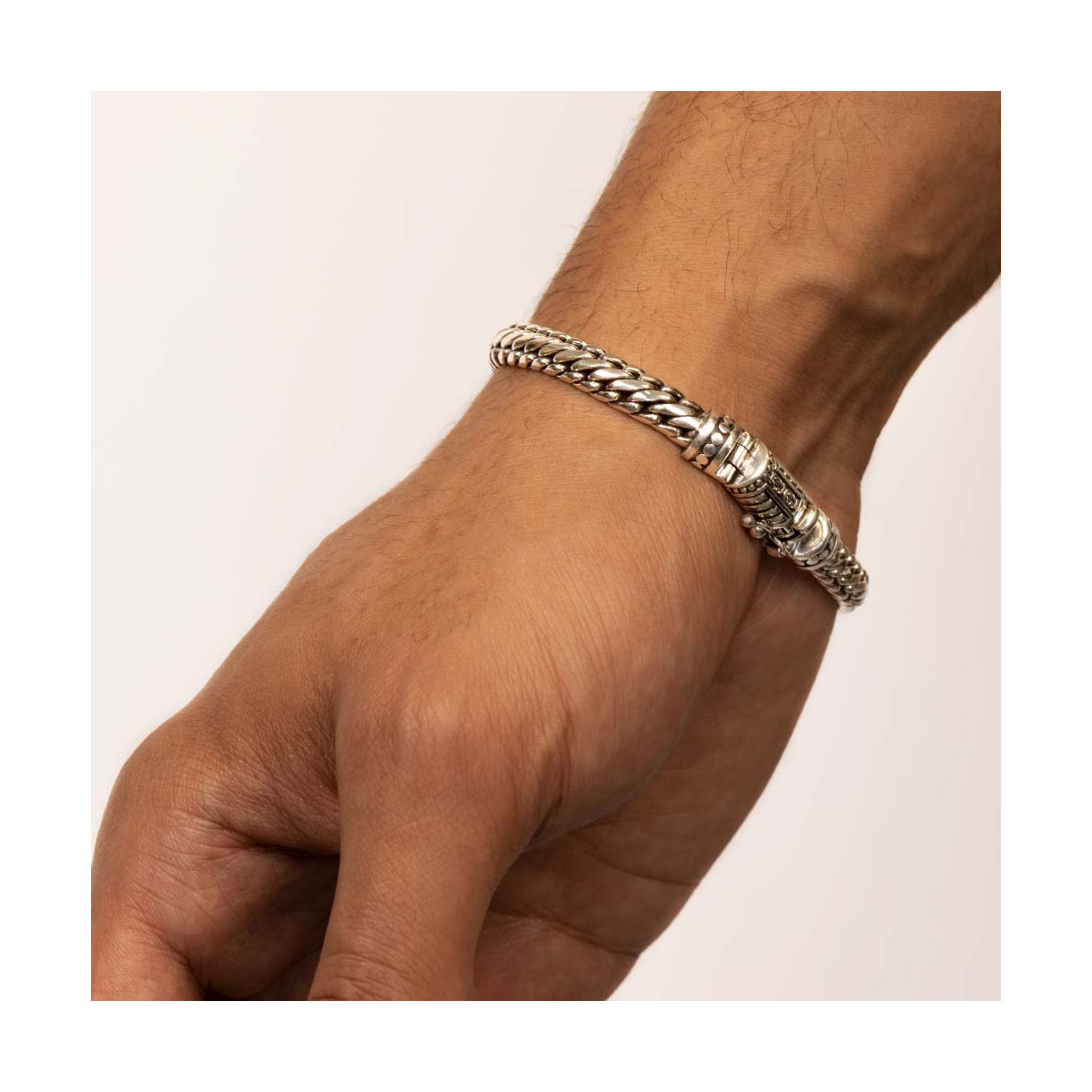 Bracelet Homme "Sivadjy" Argent 925 Bracelet Homme en acier et cuir "Cirrus" Taille L