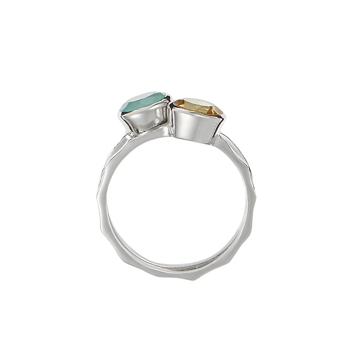 Bague "Cléa" Aqua Calci vert et Citrine