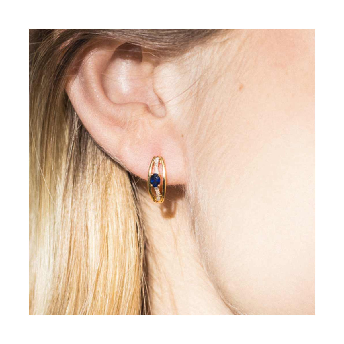 Boucles d'oreilles Or Jaune Diamant et Saphir Boucles d'oreilles Or Jaune Diamant et Saphir