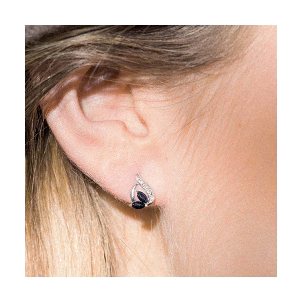 Boucles d'oreilles Or Blanc Diamant et Saphir Boucles d'oreilles "Norah" Or blanc et Saphir