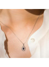 Pendentif Or Blanc Diamant et Saphir