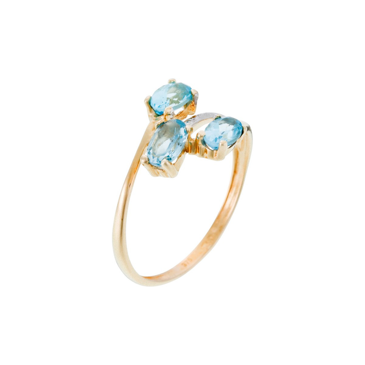 Bague "Chemin bleu" Or BICOLORE 375/1000 et Topazes