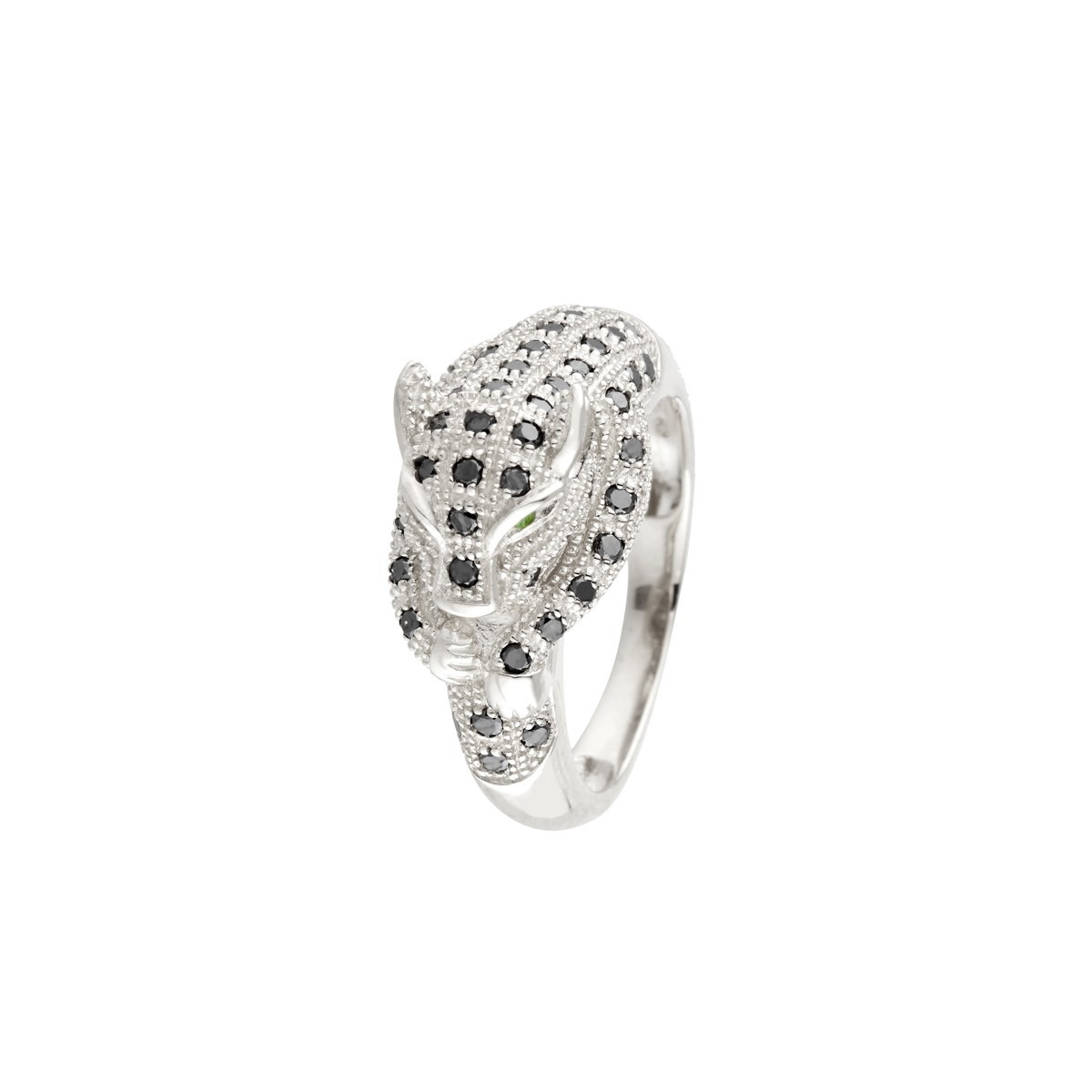 Bague "Panthère Noire" Or et Diamants Bague "Panthère Enchantée", Or blanc, Emeraudes et Diamants