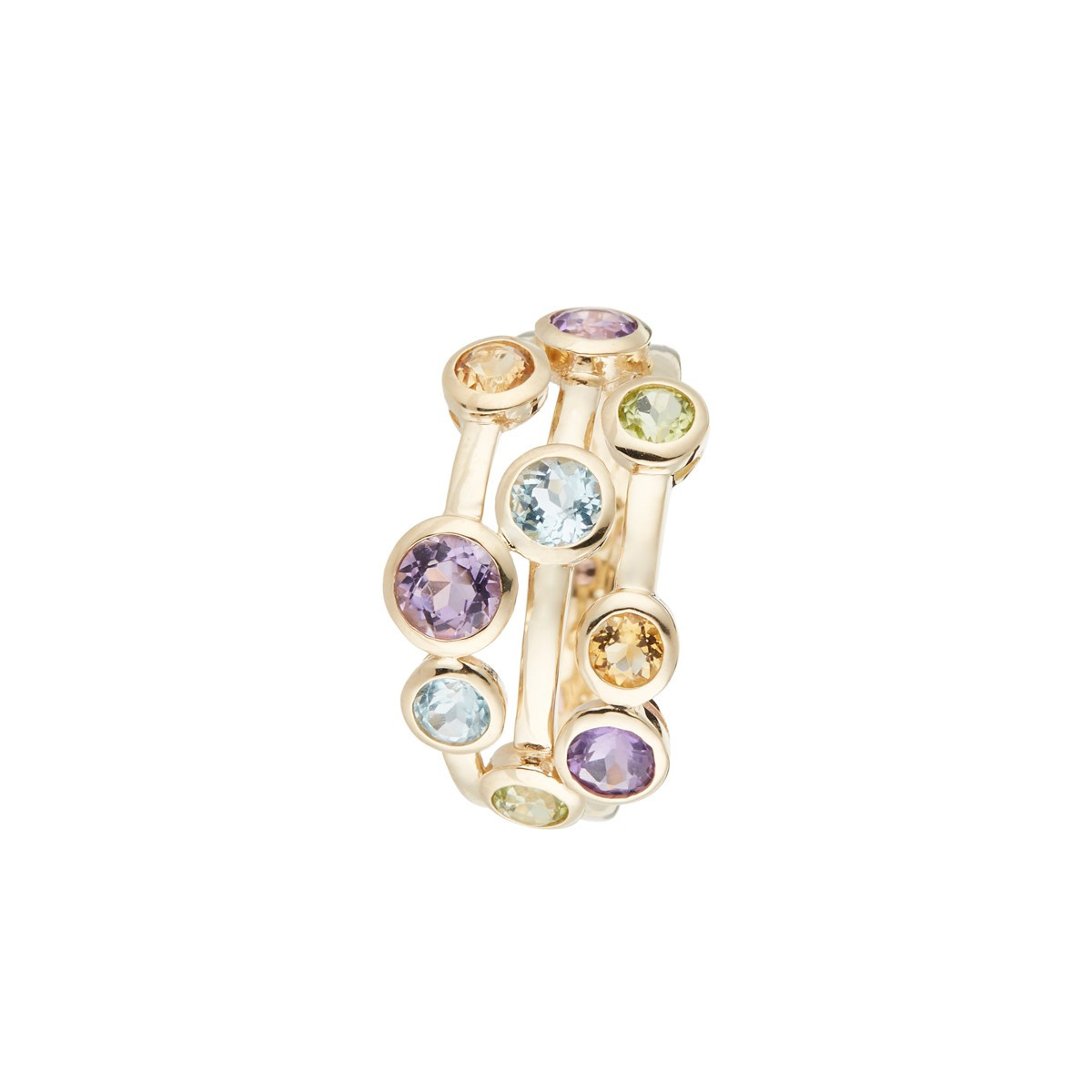 Bague " Églantine" Or jaune et Multipierres