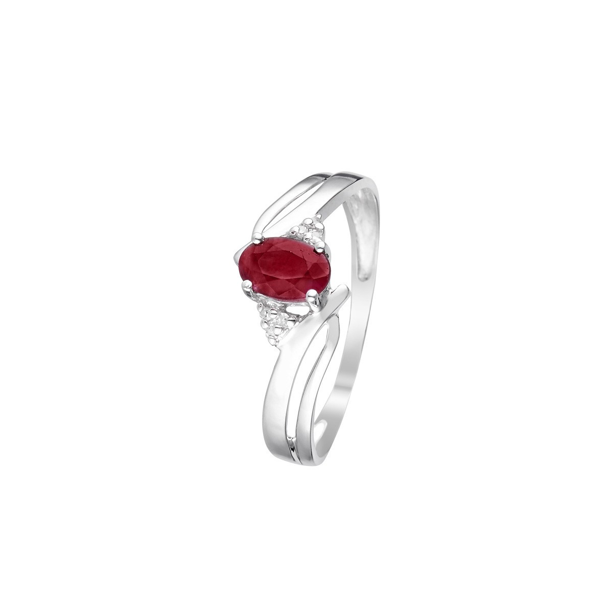Bague "Romane" Or blanc et Rubis