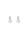 Boucles d'oreilles "Majesty" Or Blanc 375/1000 Perle Blanche