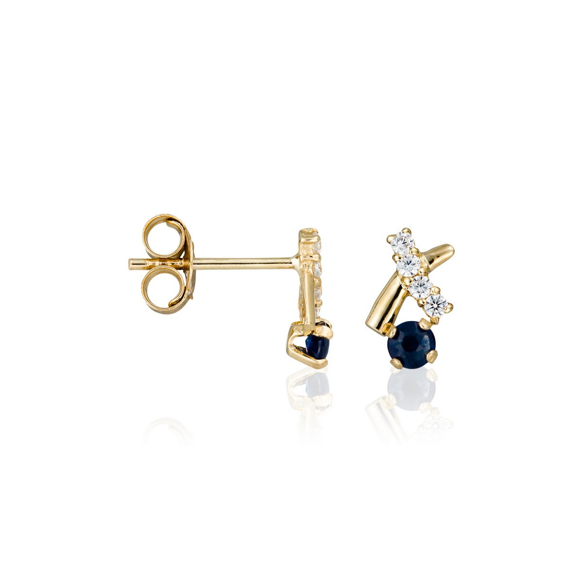 Boucles d'Oreilles "Bleu précieux" Or Jaune 375/1000 Boucles d'oreilles "Attachement" Or jaune