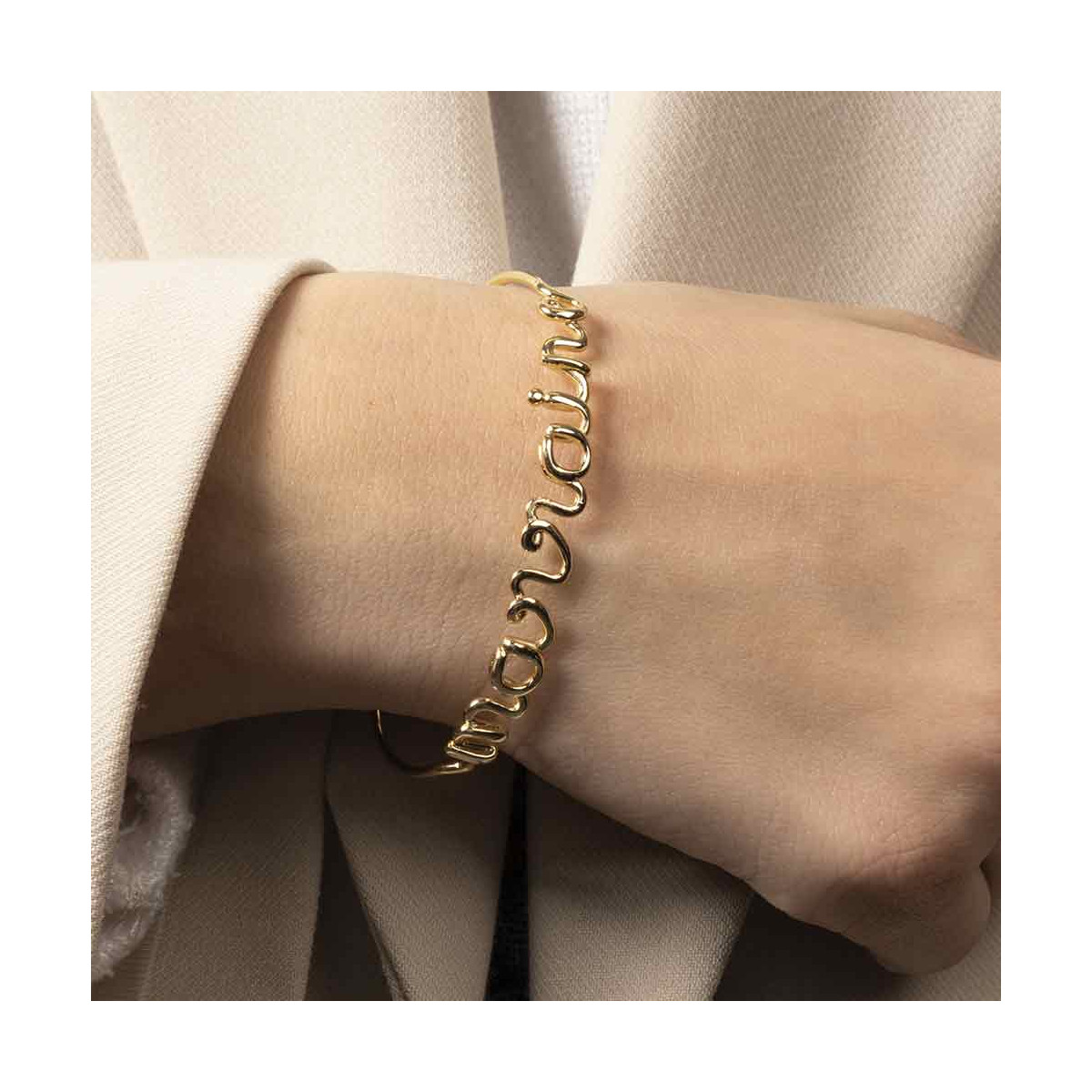 "MARRAINE" bracelet jonc en fil lettering doré à message Bracelet à message "Marraine" Laiton doré