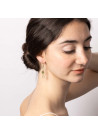 Boucles d'oreilles dorées montées d'une Calcédoine et d'une préhnite verte "Sidonie"