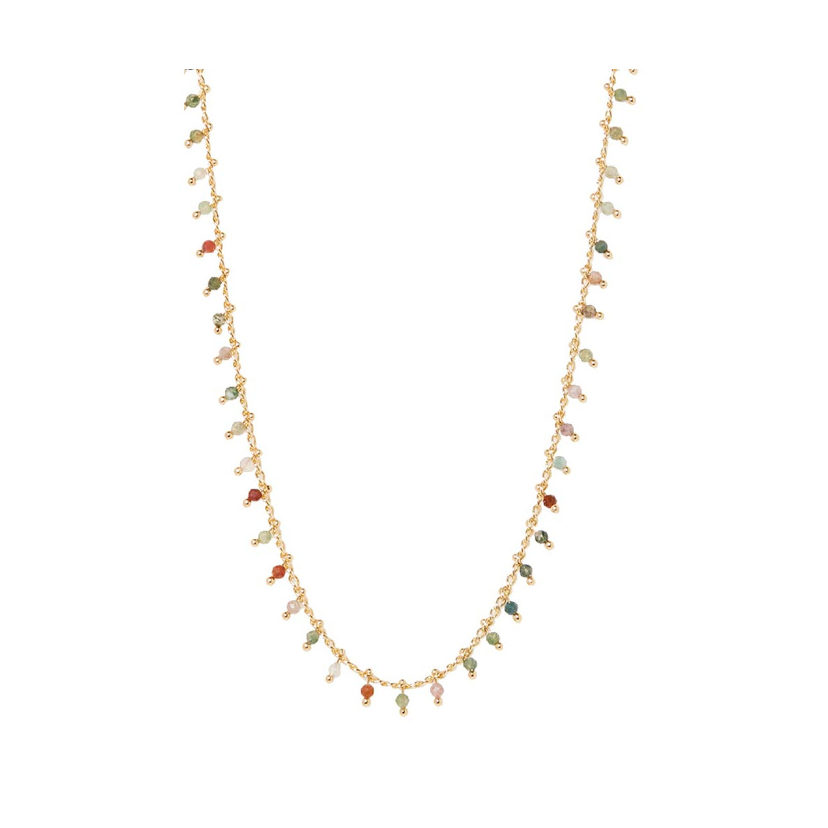 Collier "Perle Multicolore" Collier "Invariable" Agate mix Laiton doré