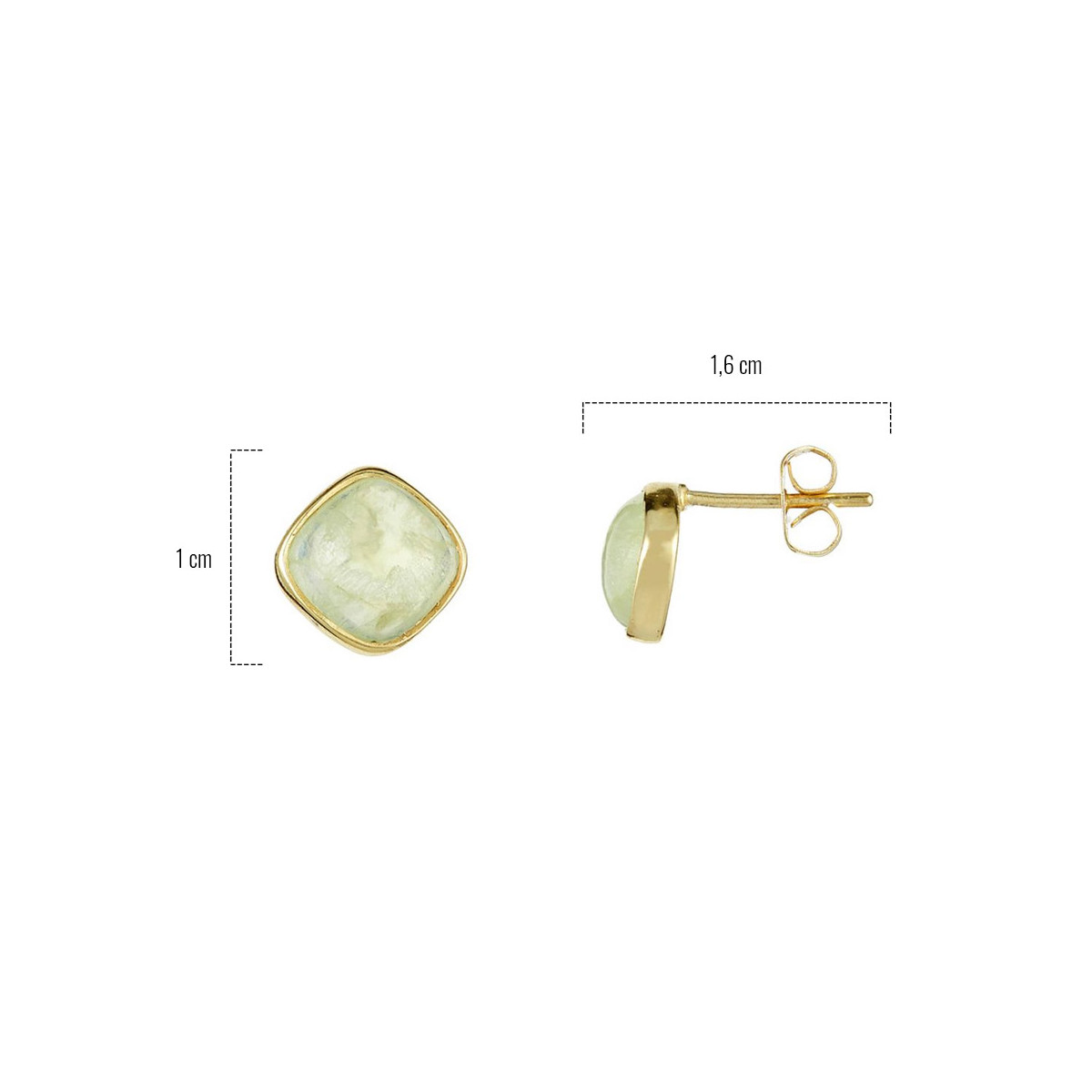 Boucles d'oreilles laiton doré montées d'une préhnite verte "Suzanne" Boucles d'oreilles "Radieusea" Préhnite Laiton doré
