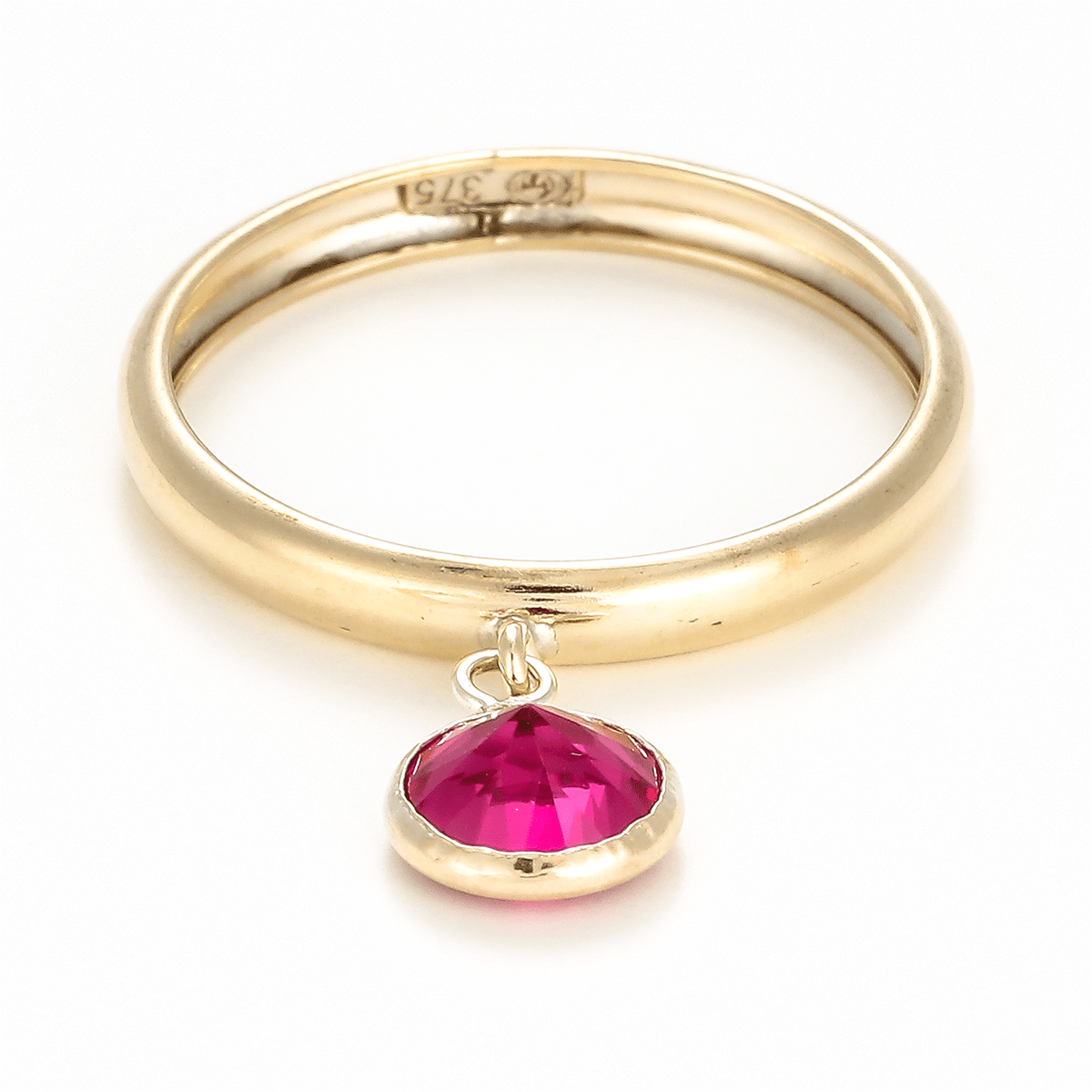 Bague "  Médaillon rouge " Or Jaune et Zirconium