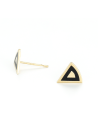 Boucles d'oreilles "Triangles Incas" Or Jaune 375/1000 et Epoxy noir