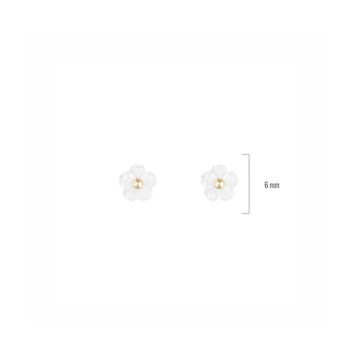 Boucles d'oreilles enfant "Fleur blanche"  Or Jaune et nacre