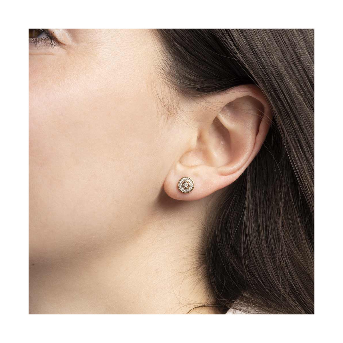 Boucles d'oreilles Or Jaune "DIVINE" Diamants 0,12 carat Boucles d'oreilles "Ophélia" Or jaune et Diamant