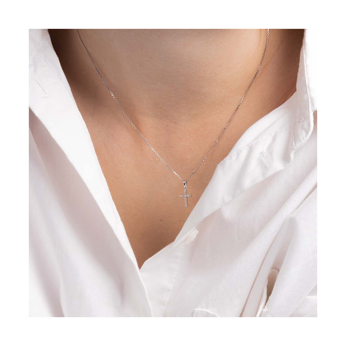 Pendentif Or Blanc et Diamant, Bijoux Femme, 1011585