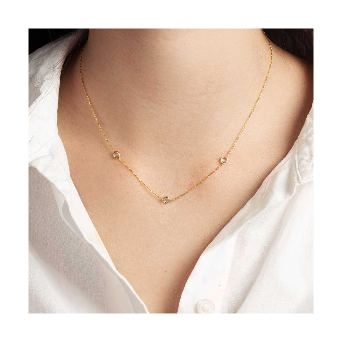 Collier Or jaune 375/1000 et pierres Collier OR & Topaze"Intuition"