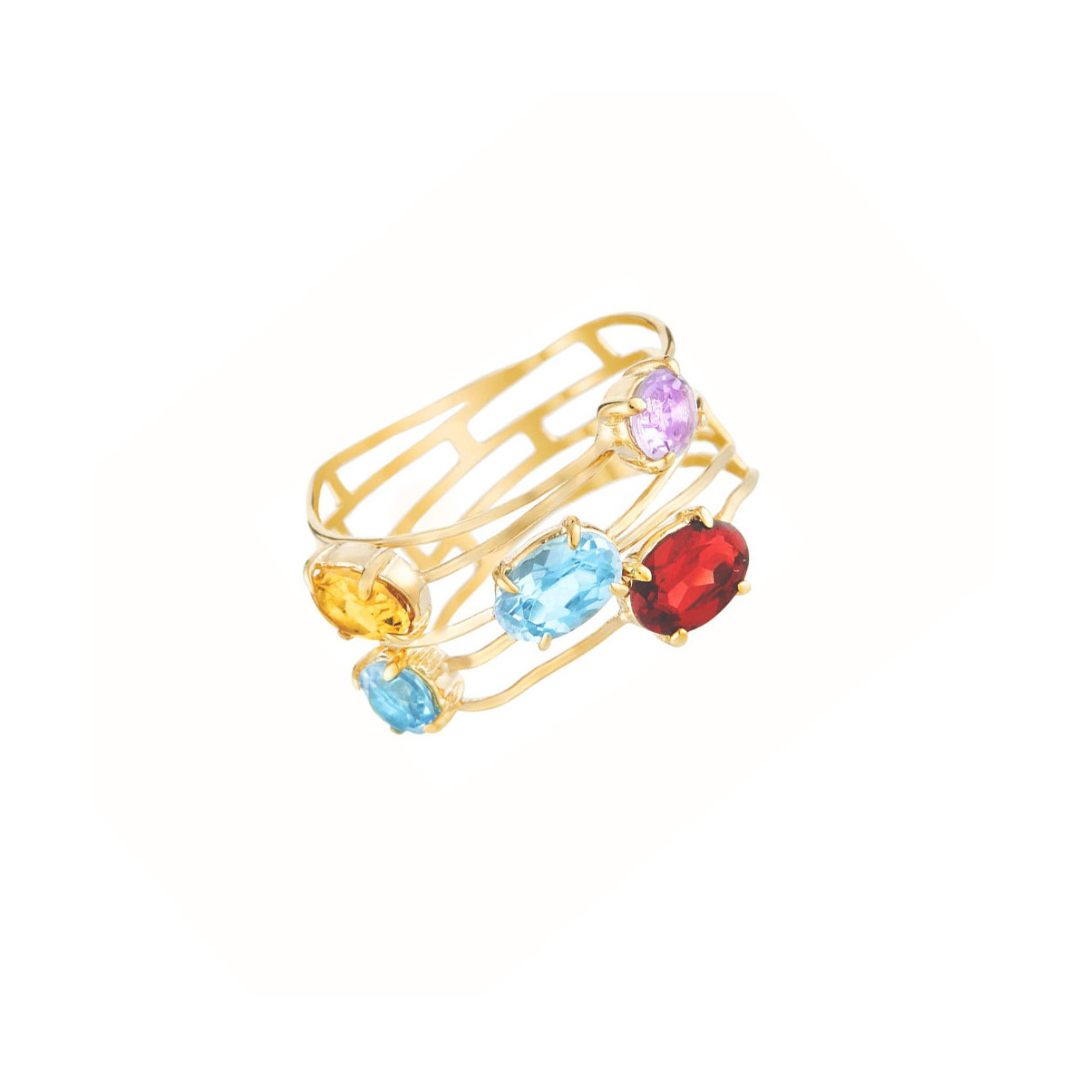 Bague "Eclat de couleurs" Or et Diamants Bague "Eclat de couleurs" Or et pierres