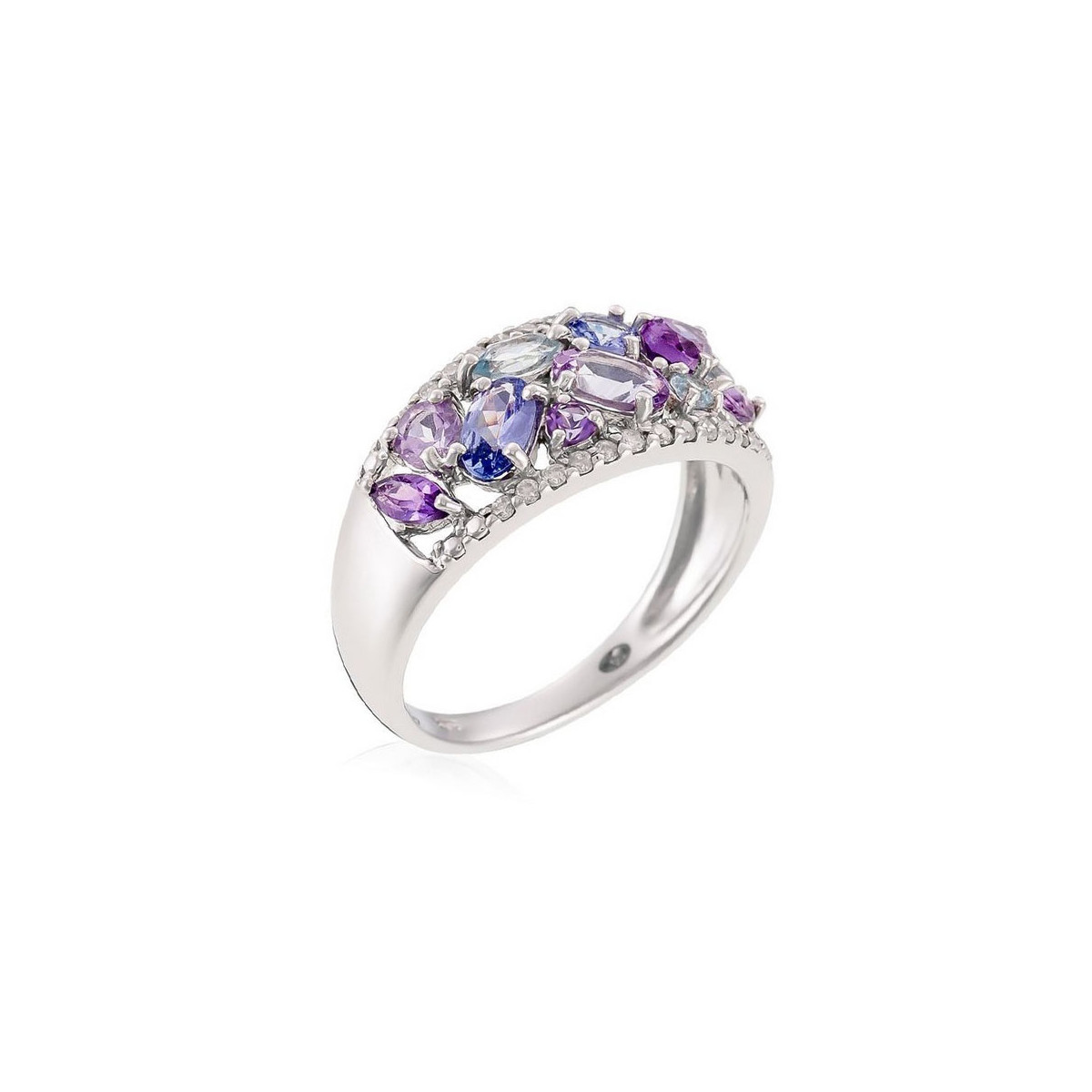 Bague "Blueymix Topaze" Or et Diamants Bague "Cultivée" Or blanc et Multipierres