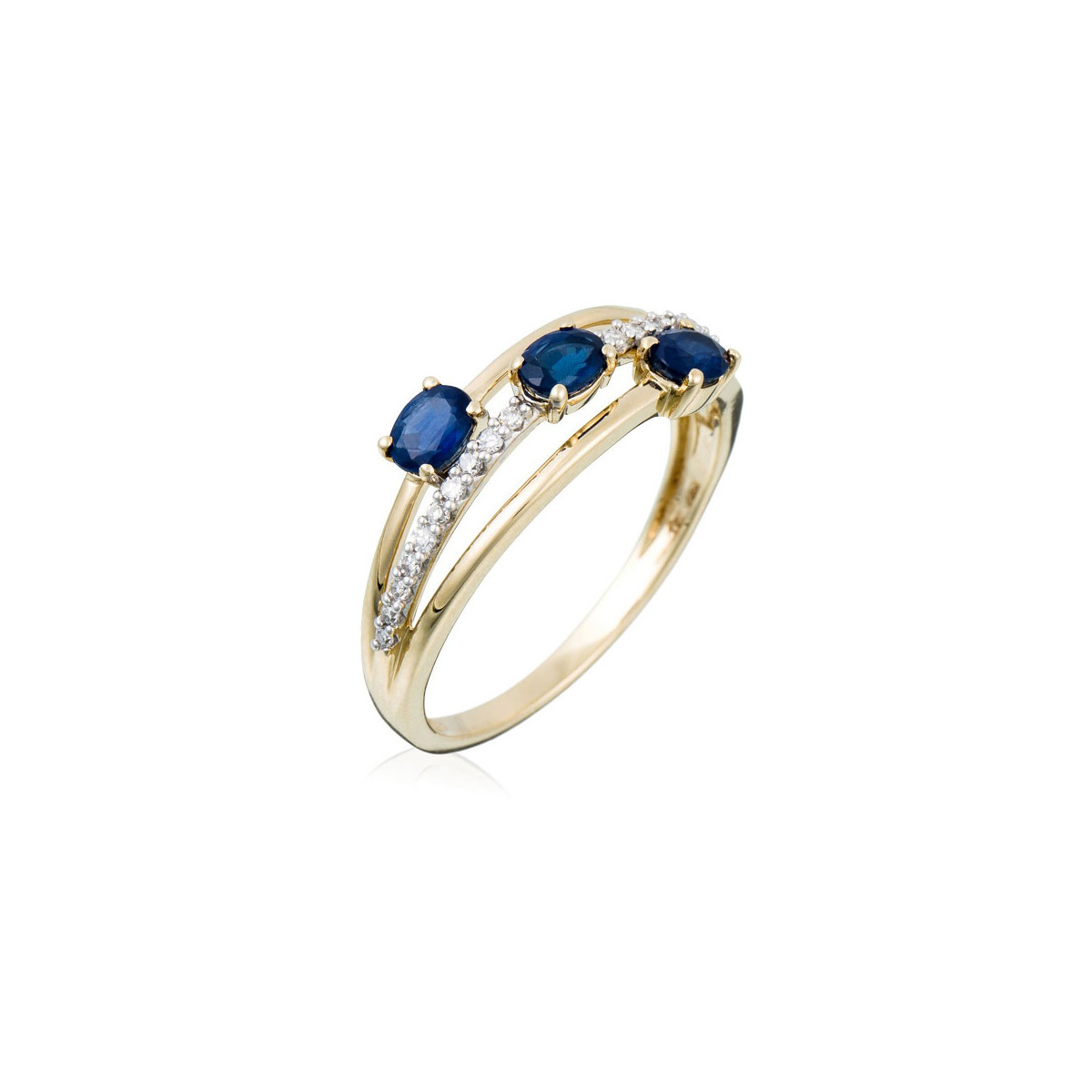 Bague "Trio de Saphir" Or et Diamants Bague "Étincelante" Or jaune et Saphir