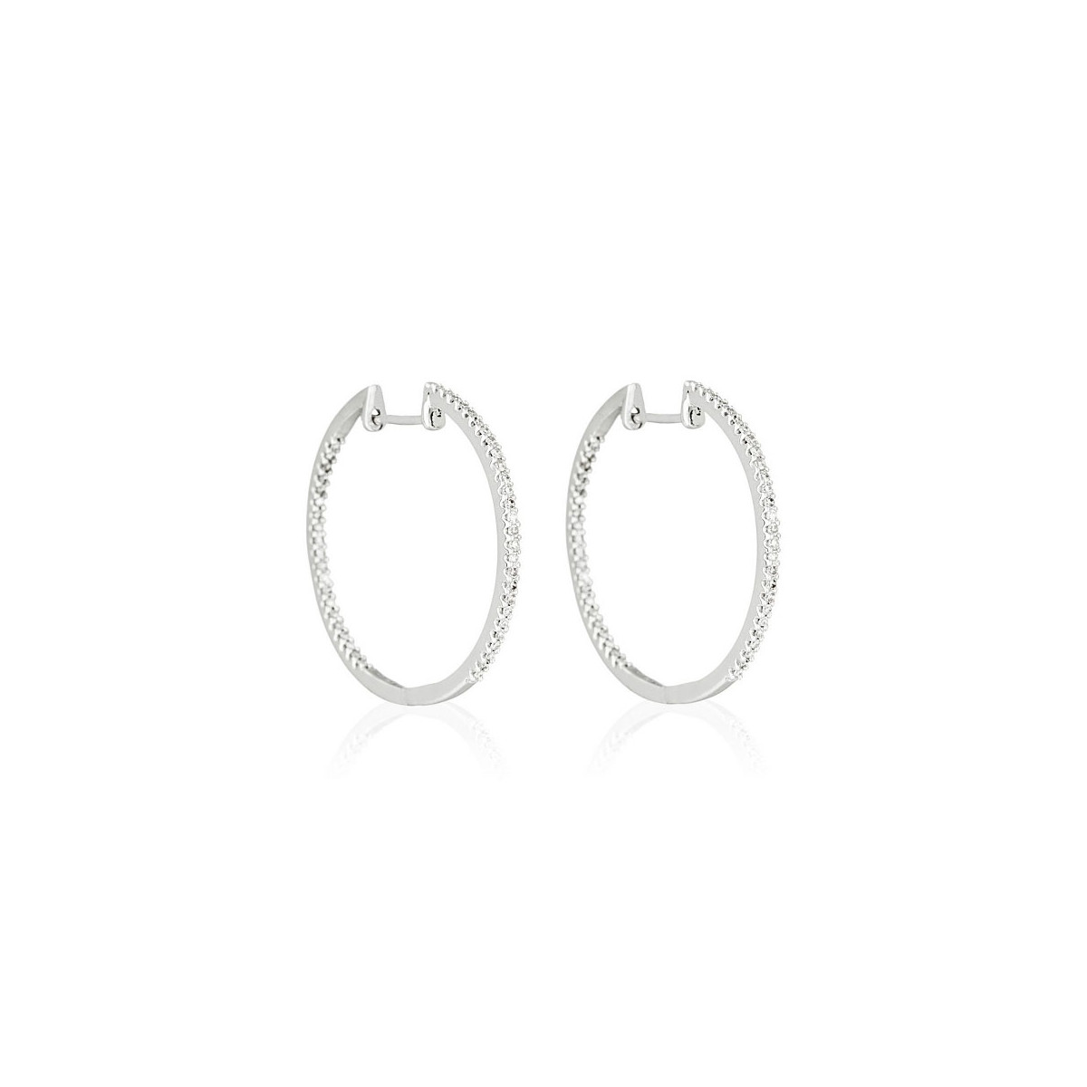 Boucles d'oreilles "Créoles de diamants" Or et Diamants Boucles d'oreilles "Embrassée" Or blanc et Diamant