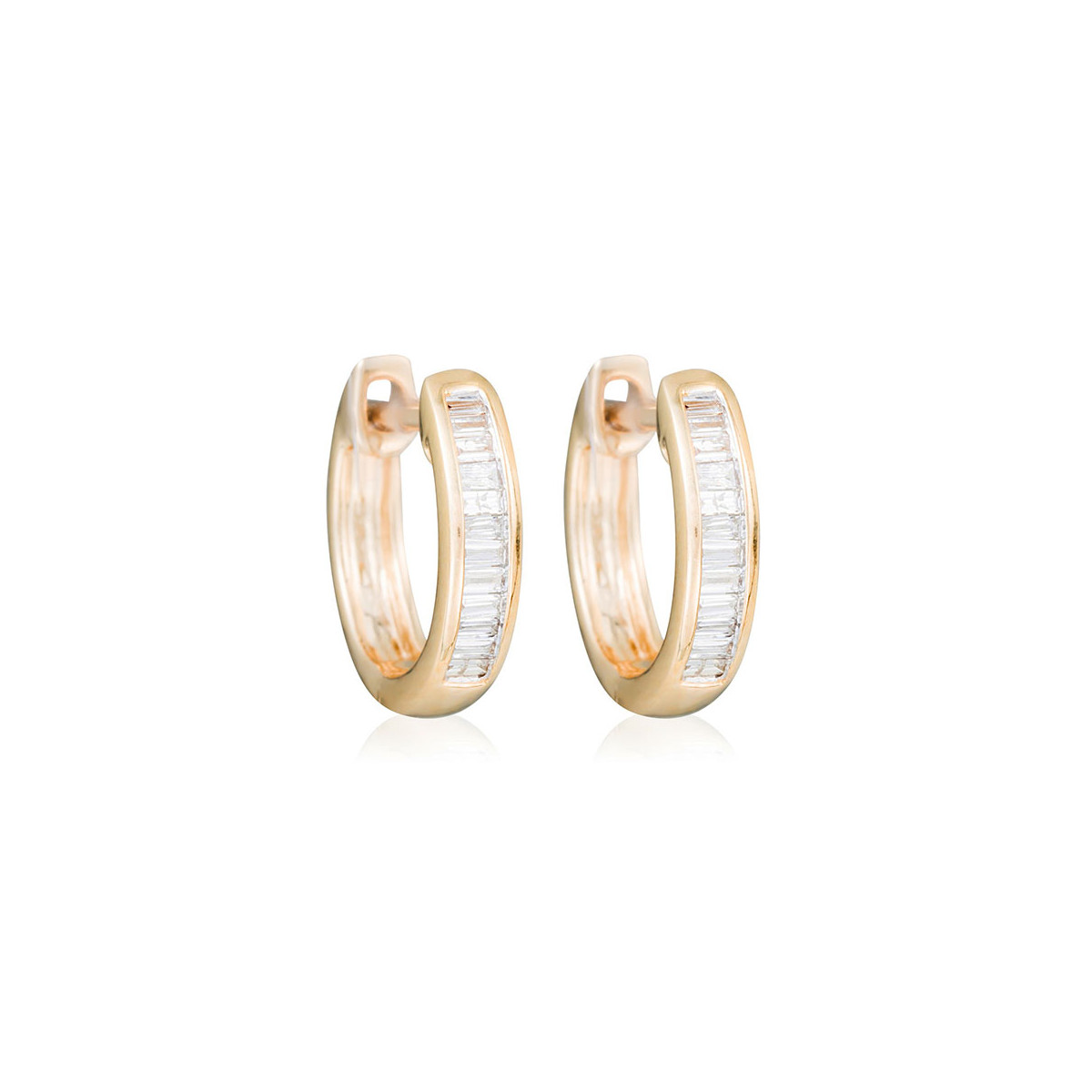 Boucles d'oreilles "Petites Créoles Baguettes" Or et Diamants Boucles d'oreilles "Petites Créoles Baguettes" Or et Diamants