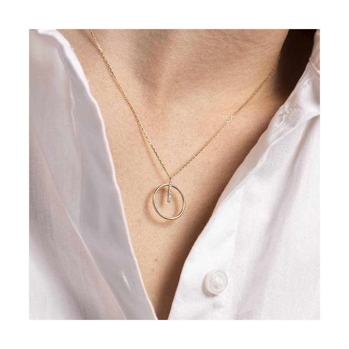 Collier Or Jaune et Diamant Collier "Aimable" Or jaune et Diamant