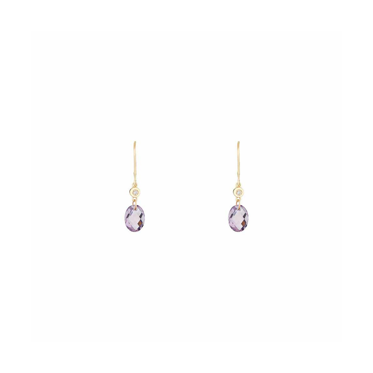 Boucles d'oreilles "Olivia" Améthyste, Or et Diamants