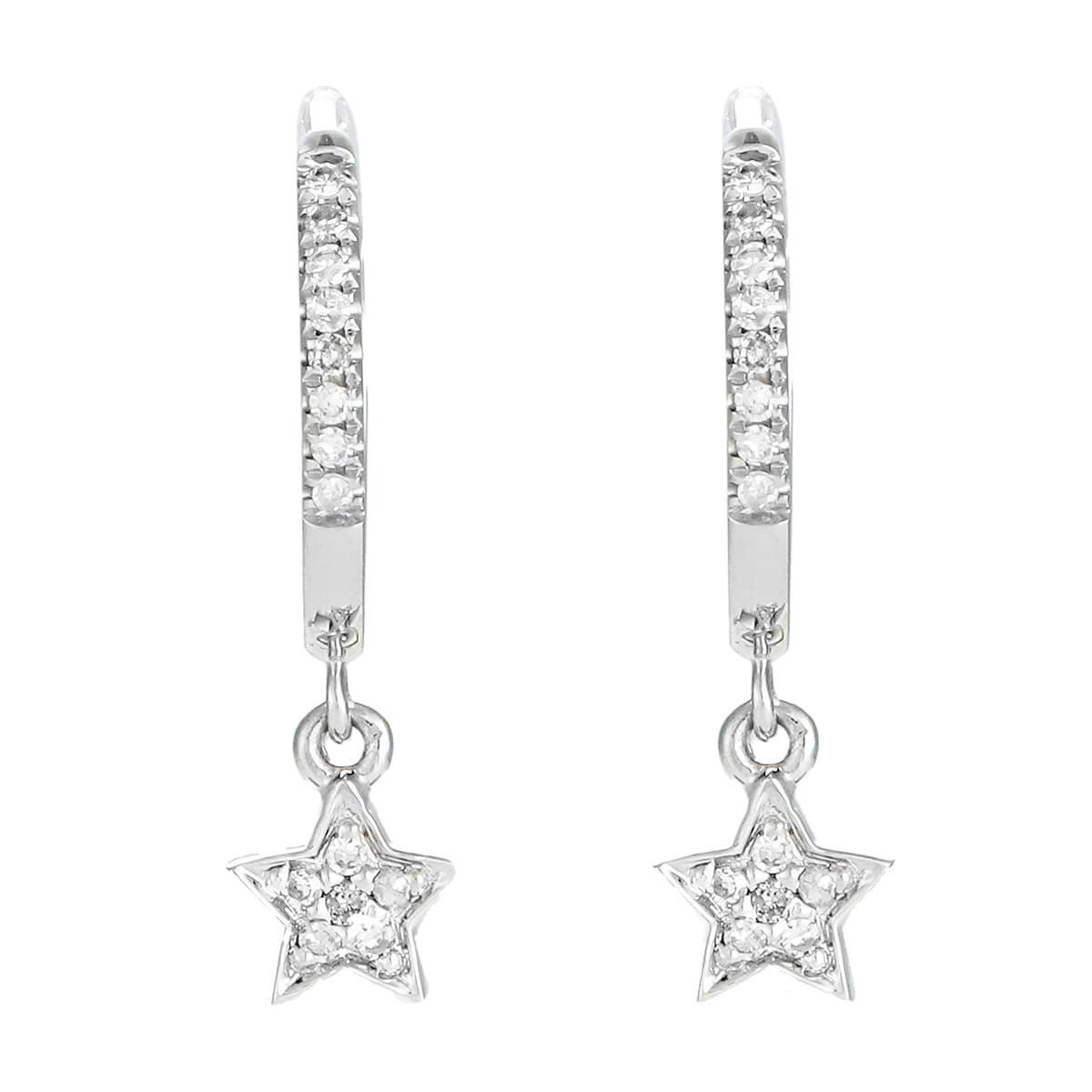 Boucles d'oreilles "Charms Star " Or blanc et Diamants