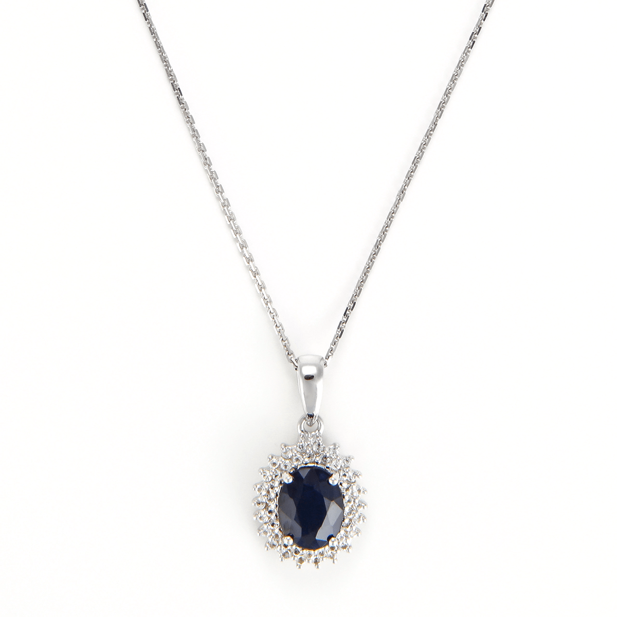 Pendentif "Craquante" Or blanc et Saphir
