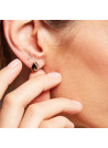 Boucles d'oreilles Or Jaune "GALAPAGOS" Diamants 0,08 carat et Agathe Noire 0,24 carat